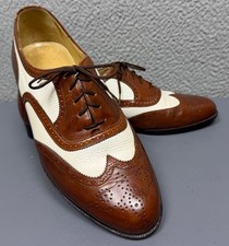 Vintage COLE HAAN Shoes Mens 9.5 D Brown/White Spectator Wingtip Oxford Italy