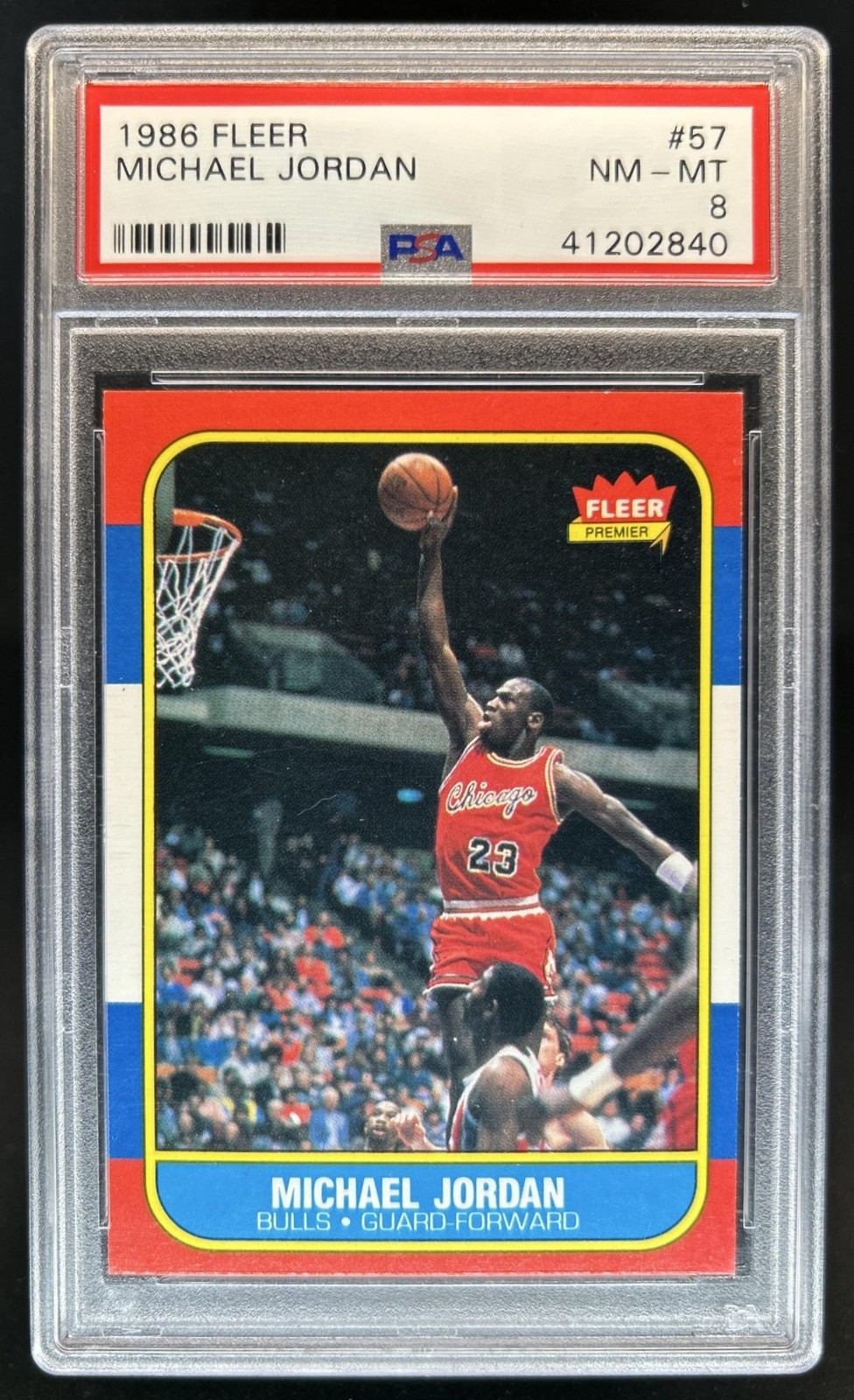 1986-87 Fleer Michael Jordan Rookie RC #57 Bulls PSA 8