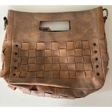 Bed Stu Orchid Crossbody Leather Woven Tote Bag Purse Missing Strap Carryall