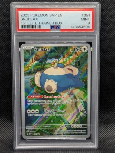 Snorlax #051 PSA 9 MINT 2023 Pokemon 151  Black Star Promo Elite Trainer Box