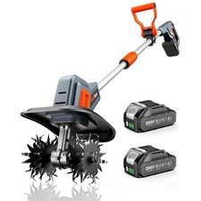 2*Battery Powered Roter Tiller Cordless Electric Garden Rototiller Cultivator