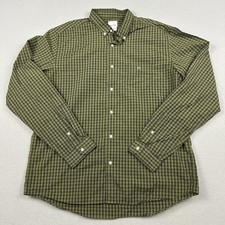 Vintage Lacoste Shirt Men 44 Green Check Long Sleeve Button Up Cotton Croc Logo