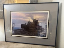 H. T. Becker Framed Print “Casting Off” Signed Numbered Boats Nautical Sea