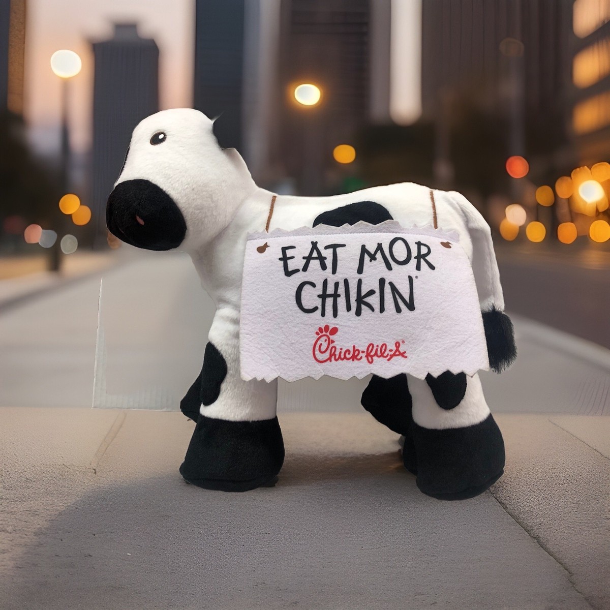 Chick Fil A Cow Plush Large 15” Eat Mor Chikin Black And White