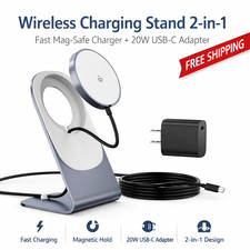 White MagSafe Wireless Charger Stand 15W Fast Charging with 20W USB-C AdapterMax