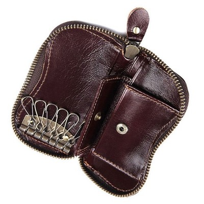 Retro Genuine Leather Wallet Purse Bag Case Holder Key ring Pouch Bag Safe Bag D