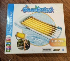 PoolCandy Inflatable Beer Mug Pool Raft 72" Novelty Floating Mat NIB Giant Adult