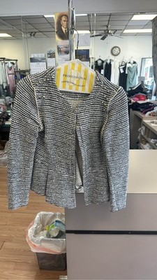 Rebecca Taylor Black White Tweed Peplum Jacket