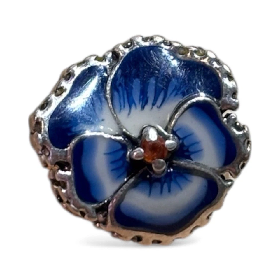 Pandora Blue pansy flower Charm, FREE SHIPPING, 12/4/25 - Image 2 of 2