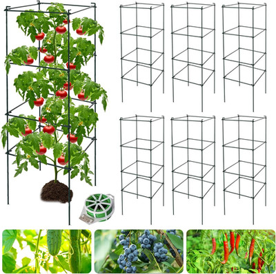 6 Packs Tomato Cages for Garden, 12''×12''×39'' Plant Support Cage with Different S