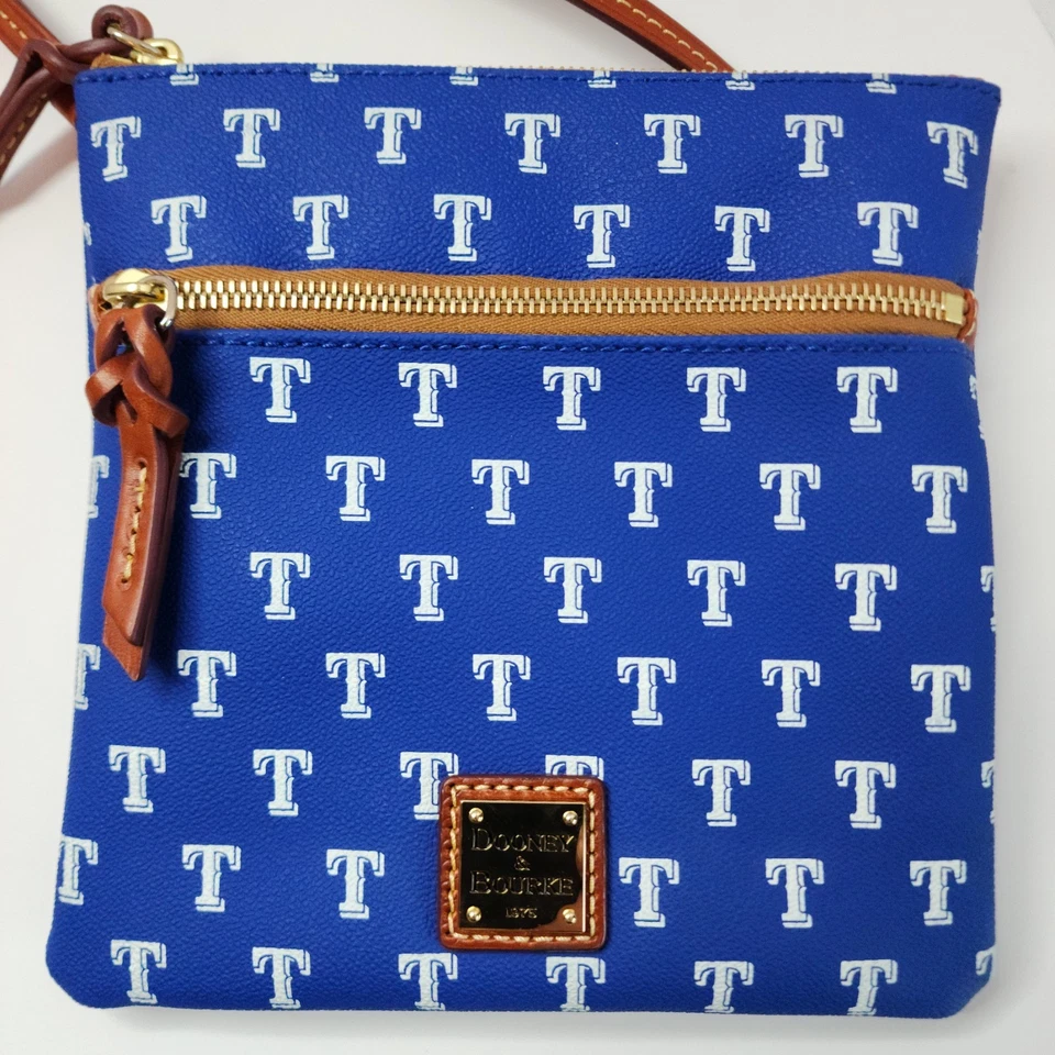 Карта Dooney & Bourke MLB Texas Rangers на двойной молнии через плечо с синим белым логотипом рег. - Изображение 3 из 4