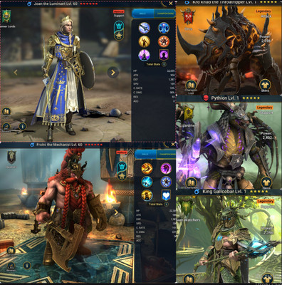 RaidShadowLegends/2xMithycal/All Starters(NEW)/Joan/Frolni/Krokhad/Pythion/55k 