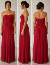 David  s Bridal Strapless Red Formal Evening Gown Bridesmaid Dress Sz 4