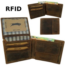 flache Vintage Geldbörse Büffelleder RFID Herren Leder Geldbeutel Portemonnaie