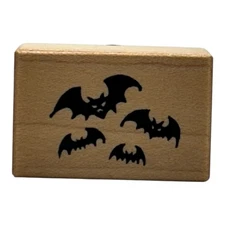 1993 PSX Designs Flying Bats Rubber Stamp B-1206 Halloween Spooky NEW