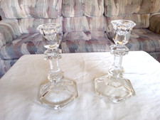 BEAUTIFUL PAIR OF CRYSTAL GLASS CANDLE STICK HOLDERS