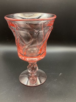 Vintage Fostoria Jamestown Swirl Pink 5 7/8  Footed Water Wine Goblet 9 oz Mint