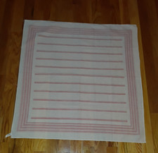 Vintage ECHO Red Beige Ivory Striped 100 Cotton Square Scarf 26"