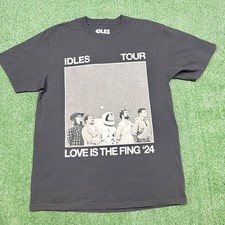 IDLES Tee T Shirt Mens Size L Love Is The Fing 2024 Tour Black Concert Tee
