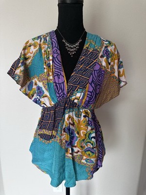 Alice & Trixie Womens Small Boho Tunic Top Multicolor Abstract Print