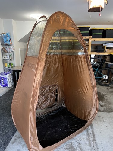 GigaTan Portable Pop-Up Spray Tanning Tent Booth, Quick Fold, Clear Top, Brown