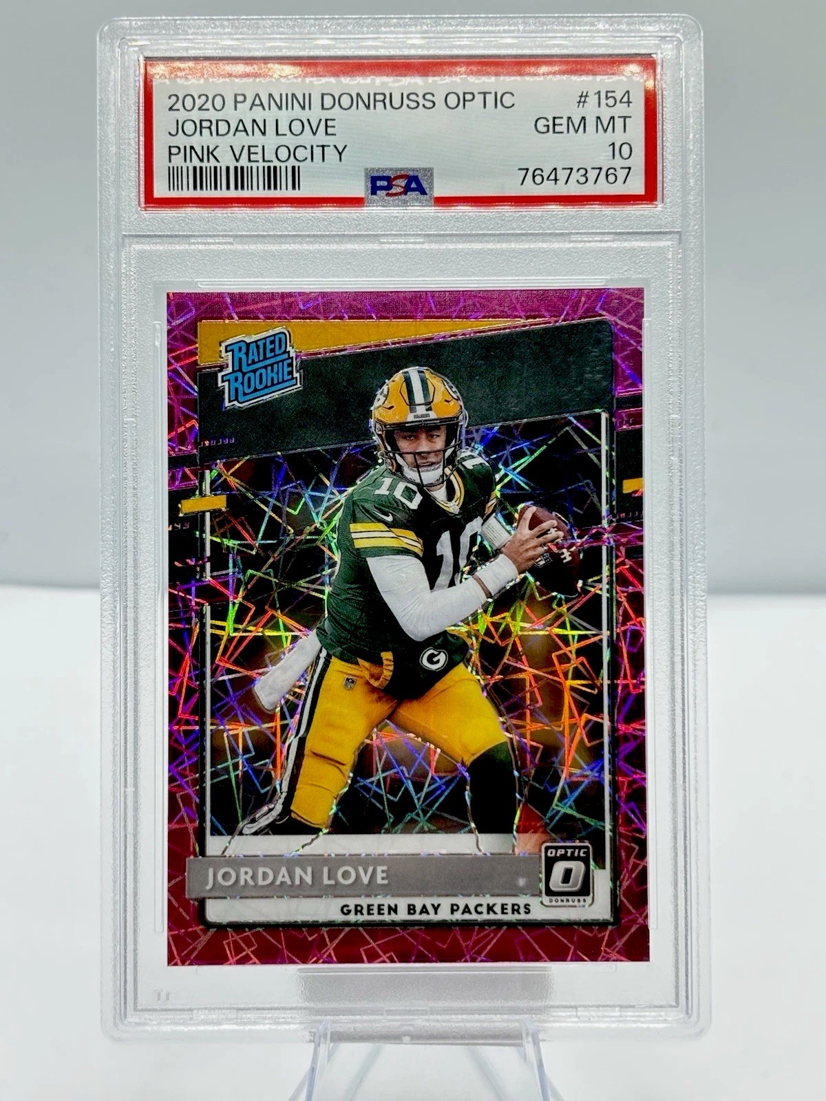 2020 Panini Donruss Optic Rated Rookies Jordan Love #154 Pink Velocity /79 (RC)