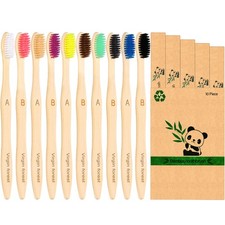 Virgin Forest Bamboo Toothbrushes 10 Pack, 10 Count Pack of 1 , Multi-color