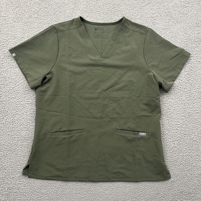 NWT Figs Casma Three Pocket Scrub Top Moss Green Women's XL