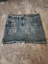 Arizona Jean Co Jean Skirt Girls 10.5 Plus Denim Rhinestone Butterfly