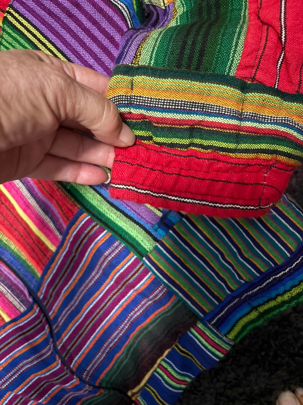 Patchwork Multicolored Quilted Jacket Boho  Retro… - image 7