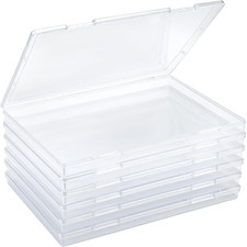 6 Pack Photo Storage Box, Large Plastic Scrapbook Paper Containers with Snap-Tig