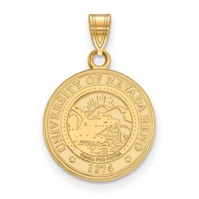 Yellow Sterling Silver LogoArt University of Nevada-Reno Medium Crest Pendant