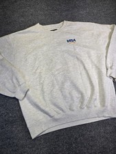 Vintage Lands End VISA Crewneck Sweatshirt Mens L Gray Made in USA