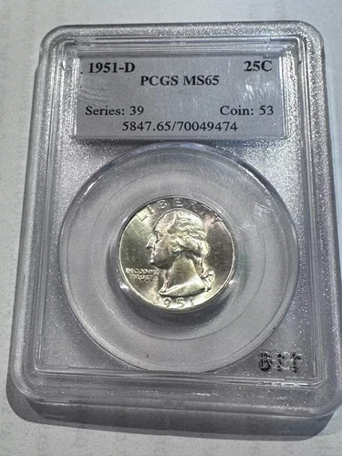 1951 D Quarter Dollars Silver Coinage PCGS MS-65