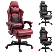 Vinsetto Height Adjustable Gaming Chair Racing Office Recliner w/ Footrest