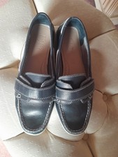 M&S Footglove Navy And White Ladies Boat Shoes Size 5 Wide Fit