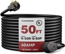 40Amp 50ft Welder Extension Cord 8 AWG 250V NEMA 6-50 Heat-Resistant Cord