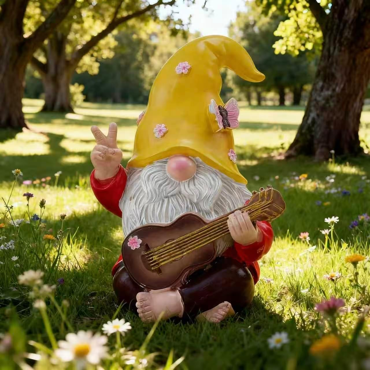 Garden Hippie Gnome Decor Statue,Funny Garden Gnomes with Peace