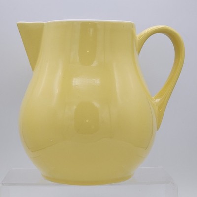 Large VTG  USA Hall's Pottery Kitchenware Yellow Pitcher 8'' H #1247  82 Oz