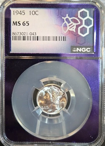 1945 Mercury Dime 10C Silver NGC MS 65 Philadelphia KM#110
