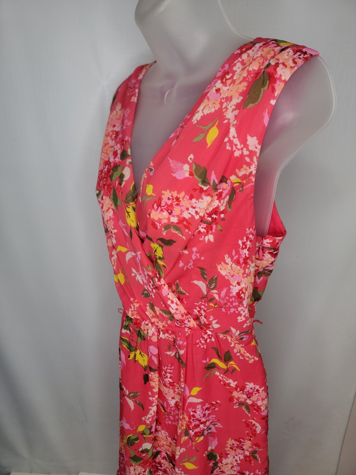 ME George Dress Size 10 Ruffle Sleeveless A-Line Salmon Pink Floral