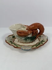 Fitz & Floyd Fish Market Vintage Lobster Gravy/Sauce Boat w/ Sea Shell Plate
