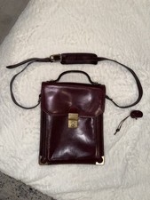 Vintage Sophisticated Burgundy Italian Leather Briefcase for Men