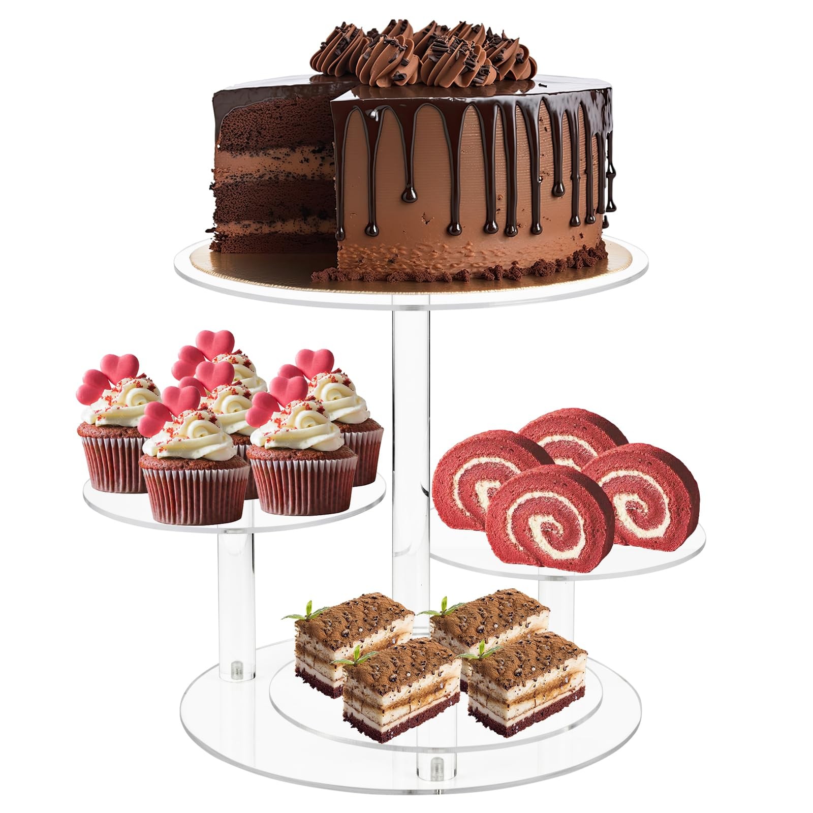 Best Acrylic Tiered Cake and Cupcake Stand 4 Tier Dessert Pastry Display Tower
