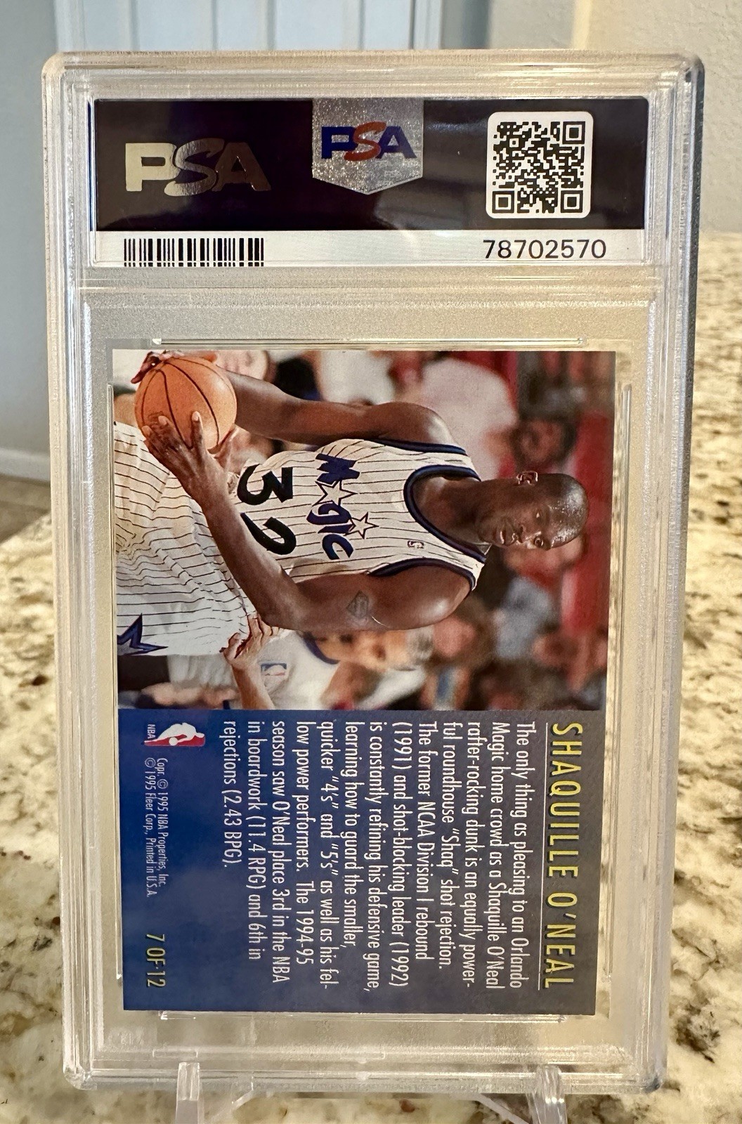 1995 Fleer Shaquille O’Neal #7 “Total D” PSA 9 view 2