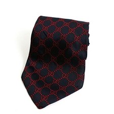 Gucci Silk Tie GG Pattern Black x Red Authentic Luxury 3.9 in