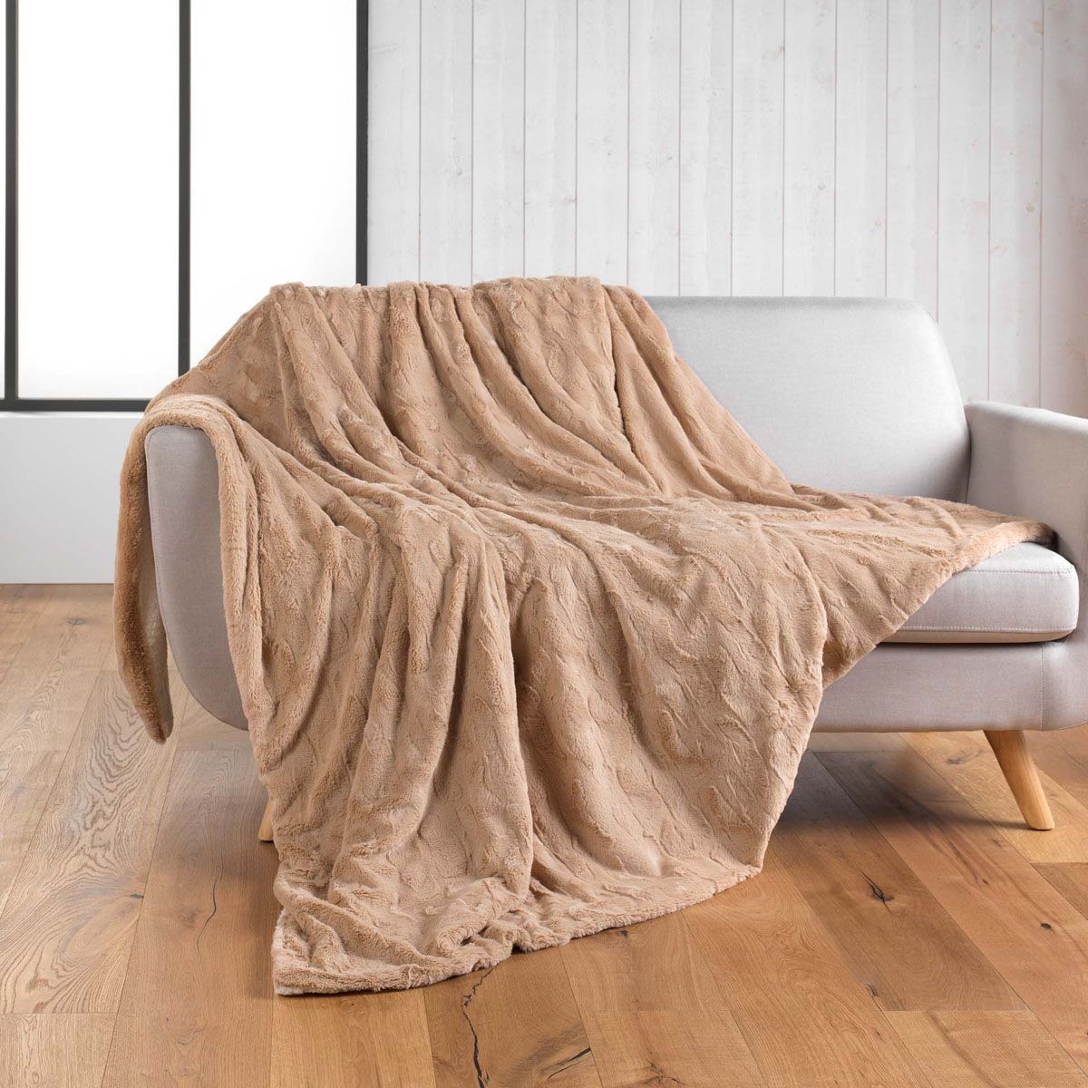 Plaid imitation fourrure Foxy sable, couverture haut de gamme luxury