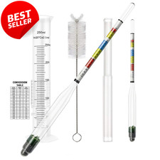 2 Pack Triple Scale Alcohol Hydrometer Test Jar Home Brewing Kit - US