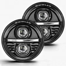 UNI-SHINE 2 pcs 7 Inch LED Headlights Round Z-Shaped Anti-glare H6024 led Headli