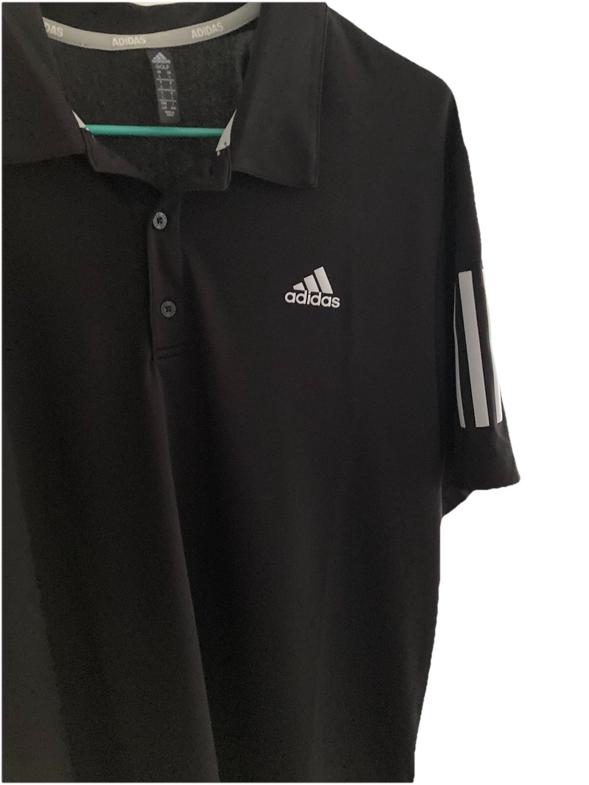 adidas Men's L Black Polo Shirt Breathable Logo Short Sleeve Golf thumbnail 3